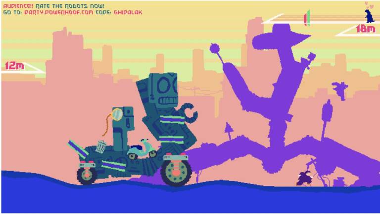 an in game screenshot that shows a mech made by the player and the player character