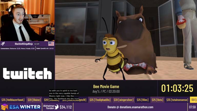 Speedrunner BlackbeltGingaNinja plays the Bee Movie Game.