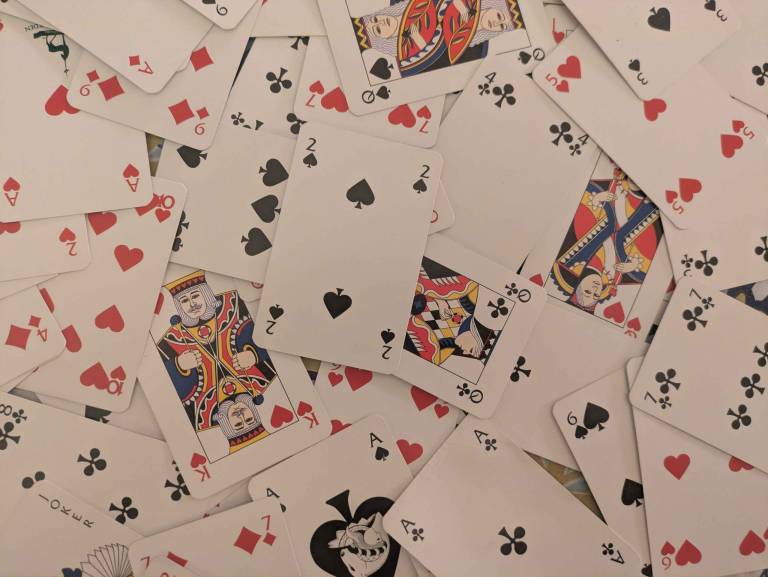 Scattered playing cards