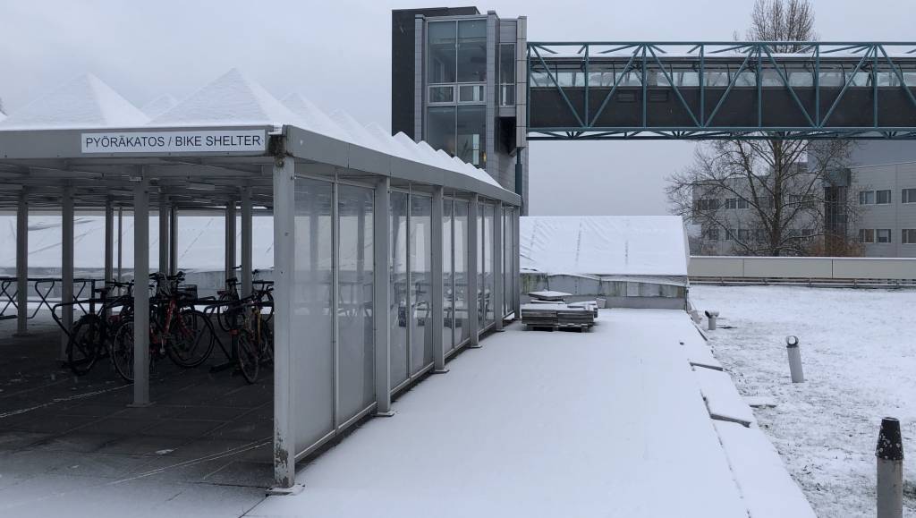 Bike shelter on the campus