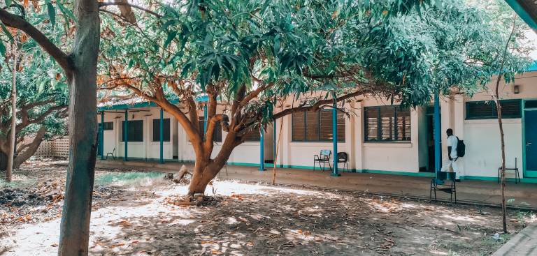 Overview of the inner courtyard of the Nursing College in Banjul.