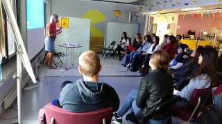 Sohvi Sirkesalo talks to students