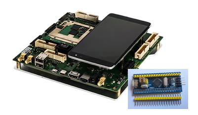 Snapdragon 835 HDK and the STM32F103 microcontroller: two of the platforms we’ve run Rust on.