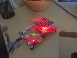 A PYNQ-Z1 device running the example project.