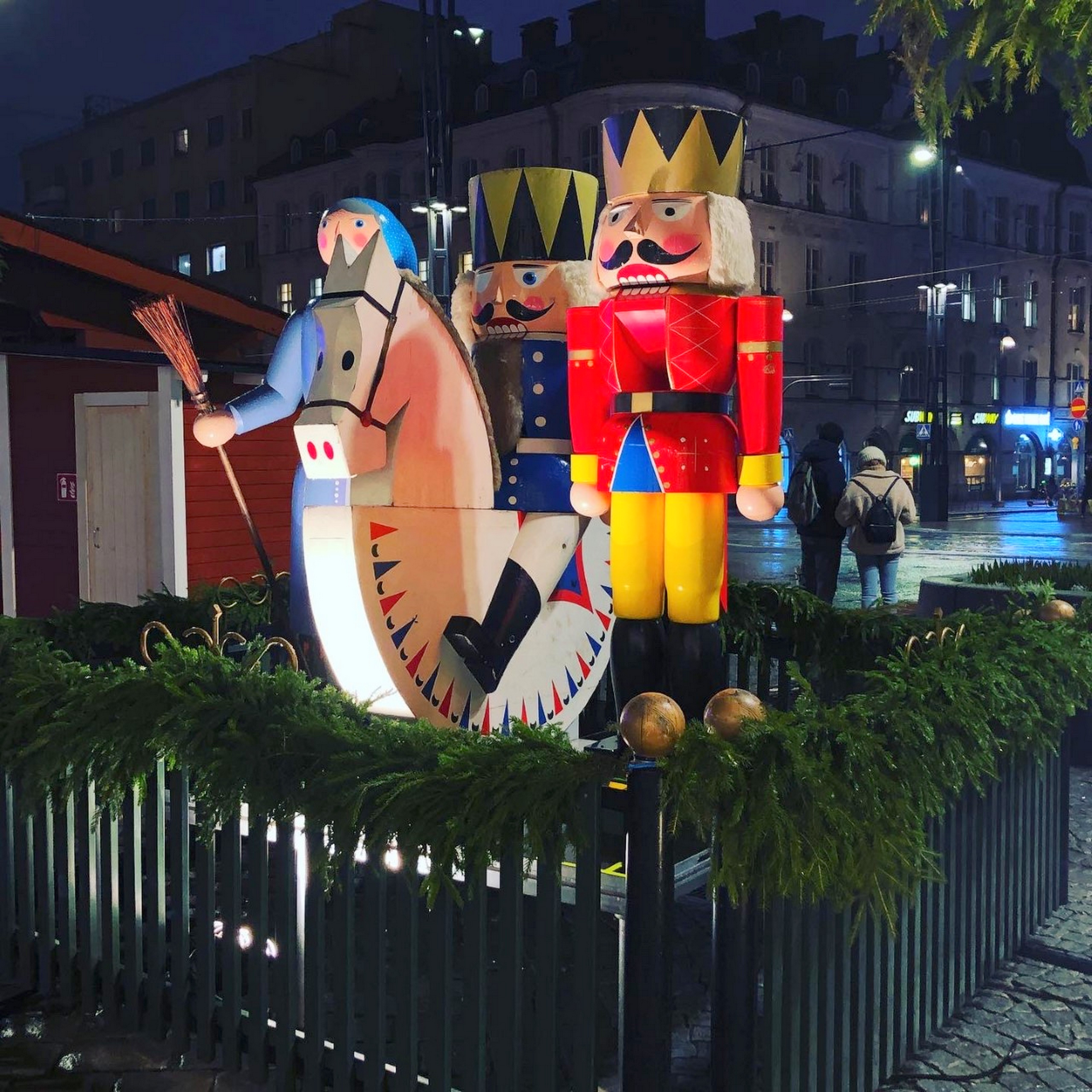 Christmas decorations at the market.