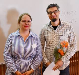 Toni Heittola receiving PhD thesis diploma