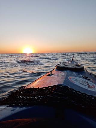 kayak, sea, sunset