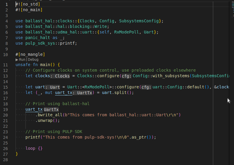 HW peripheral testing code