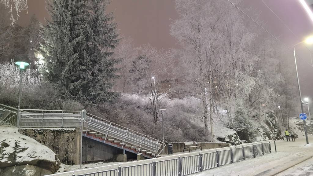 Snowy scenery in Tampere.