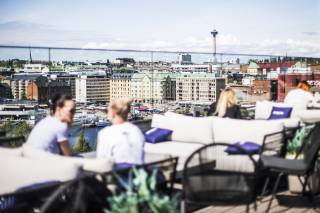 Here is a photo from a terrace overlooking the city, with the lake in the background.