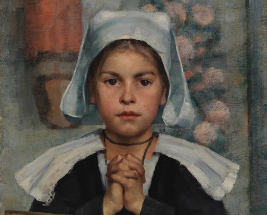 Maria Wiikin maalaus rukoilevasta tytöstä.