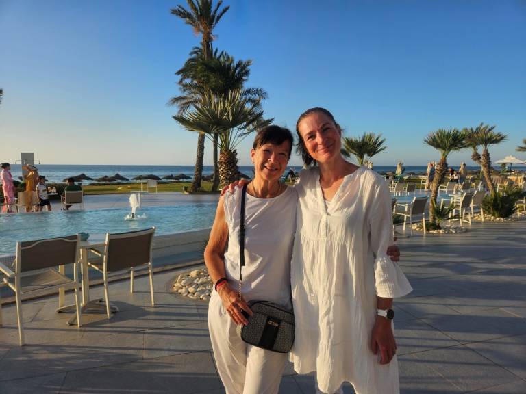 Picture 1: Principal Lecturer Dr. Ulla Häggblom and Senior Lecturer Ph.Lic. Piia Kanto standing next to each other at the beach in Tunisia.