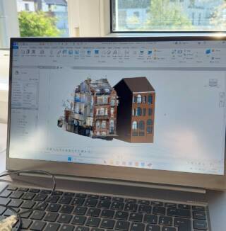 3D scan and an apartment drawn with the Revit application